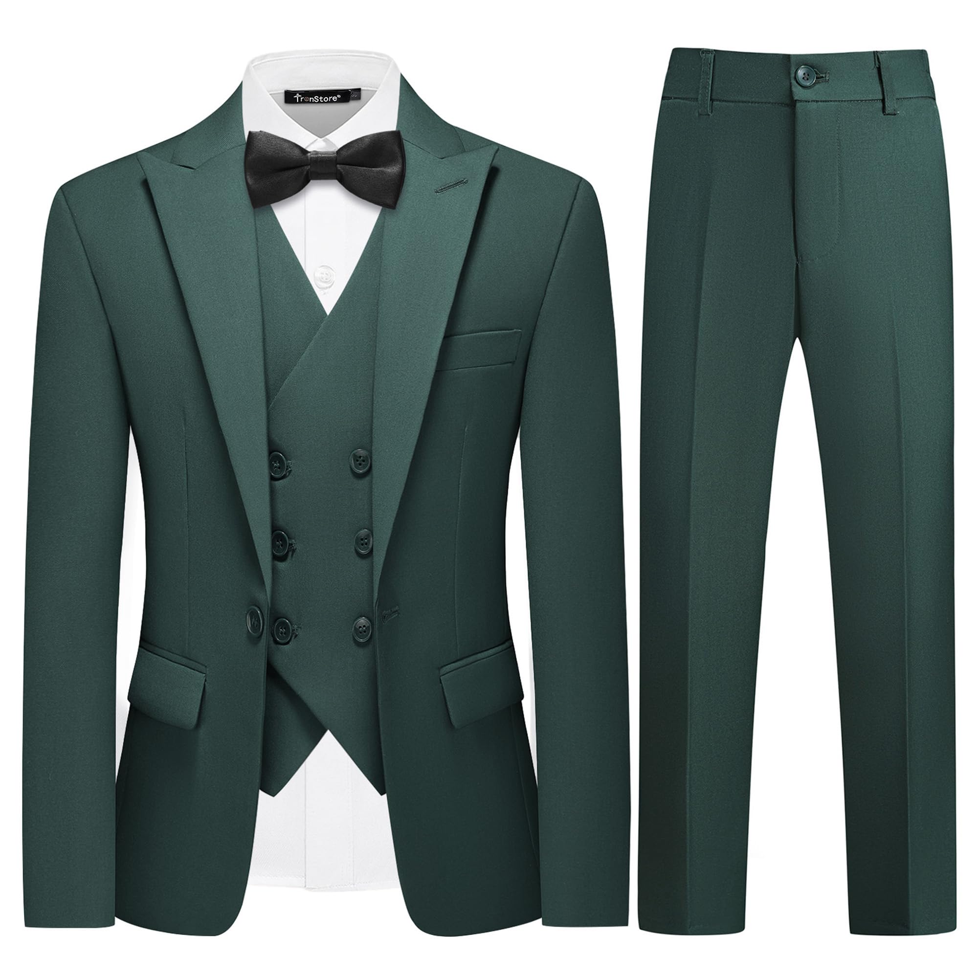 TRONSTORE Boys Slim Fit Suit 5 Pieces Ring Bearer Outfit for Kids Teen Tuxedo Suit Set for Wedding Party