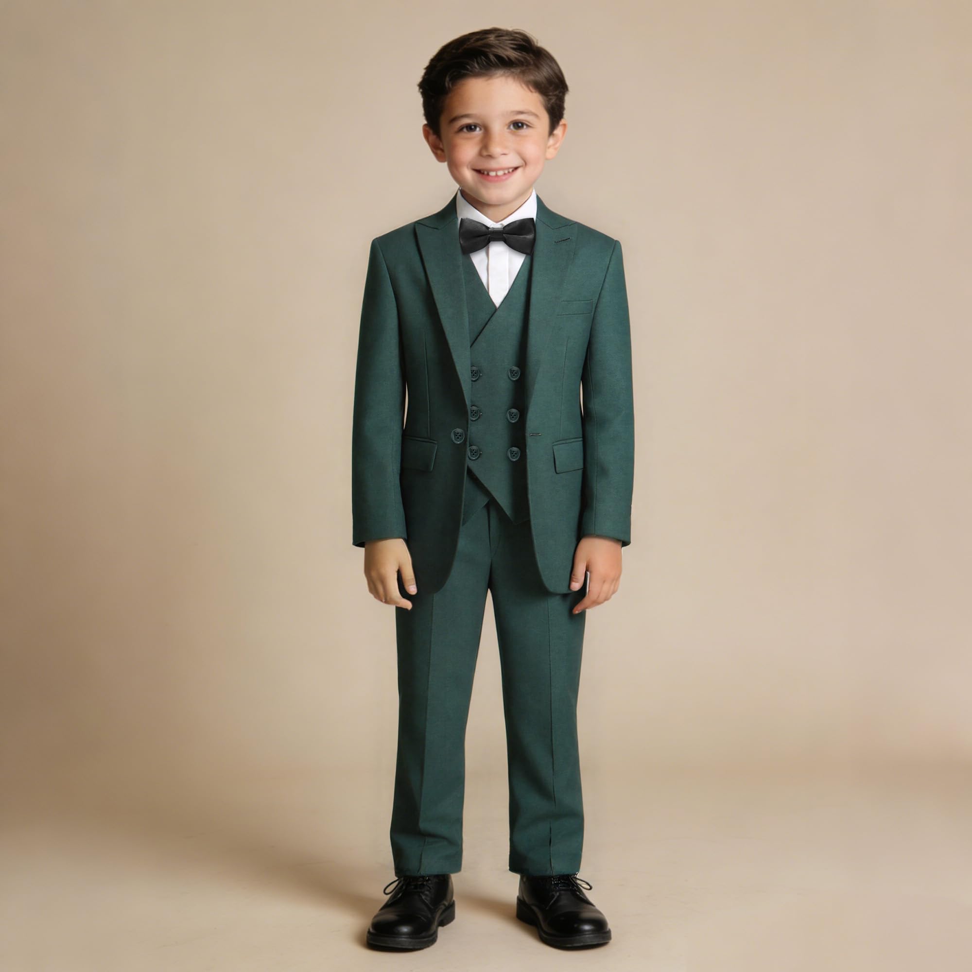 TRONSTORE Boys Slim Fit Suit 5 Pieces Ring Bearer Outfit for Kids Teen Tuxedo Suit Set for Wedding Party - Image 6