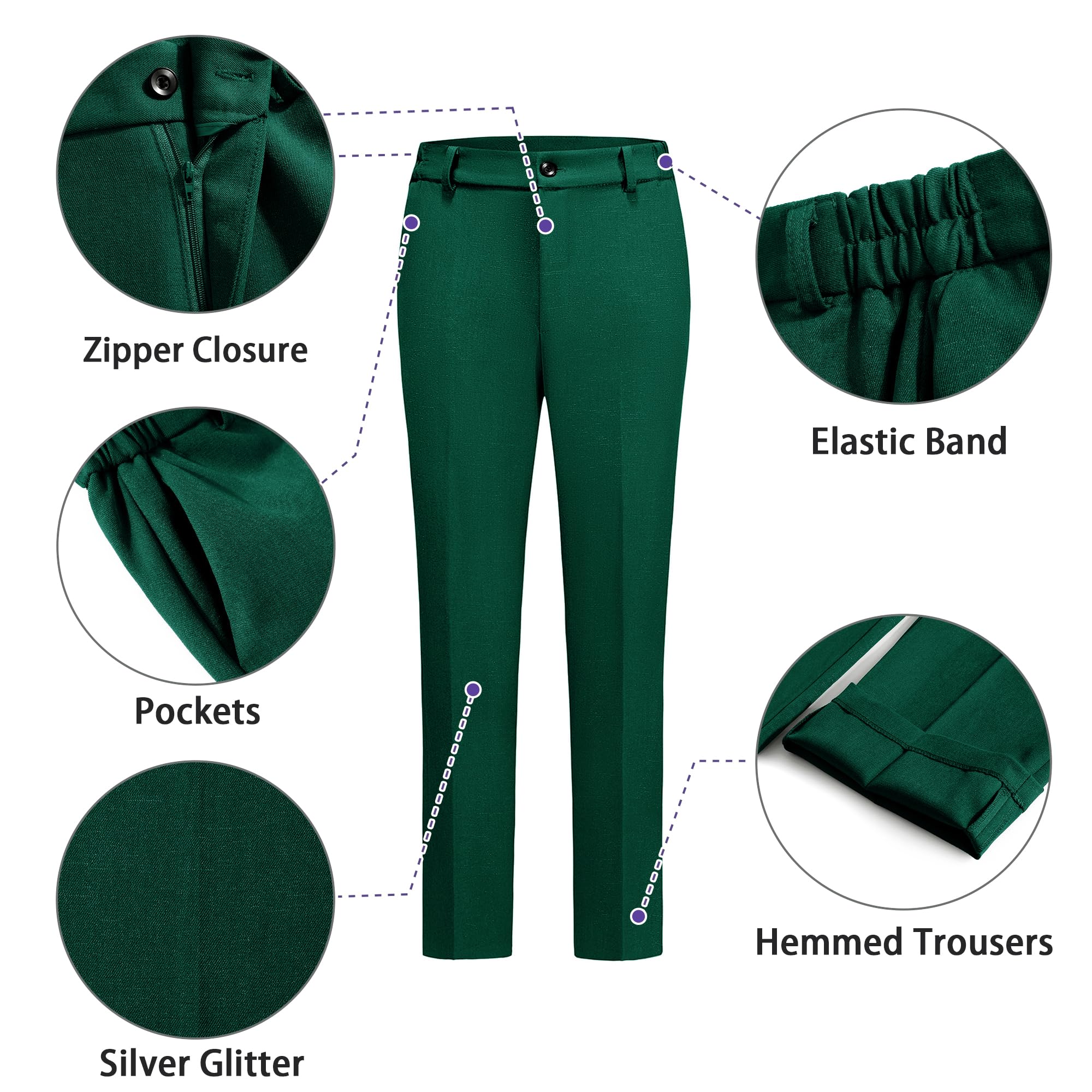 TRONSTORE Women's 2 Piece Outfits Business Formal Blazer Pant Suits for Women Solid Slightly Shiny - Image 4