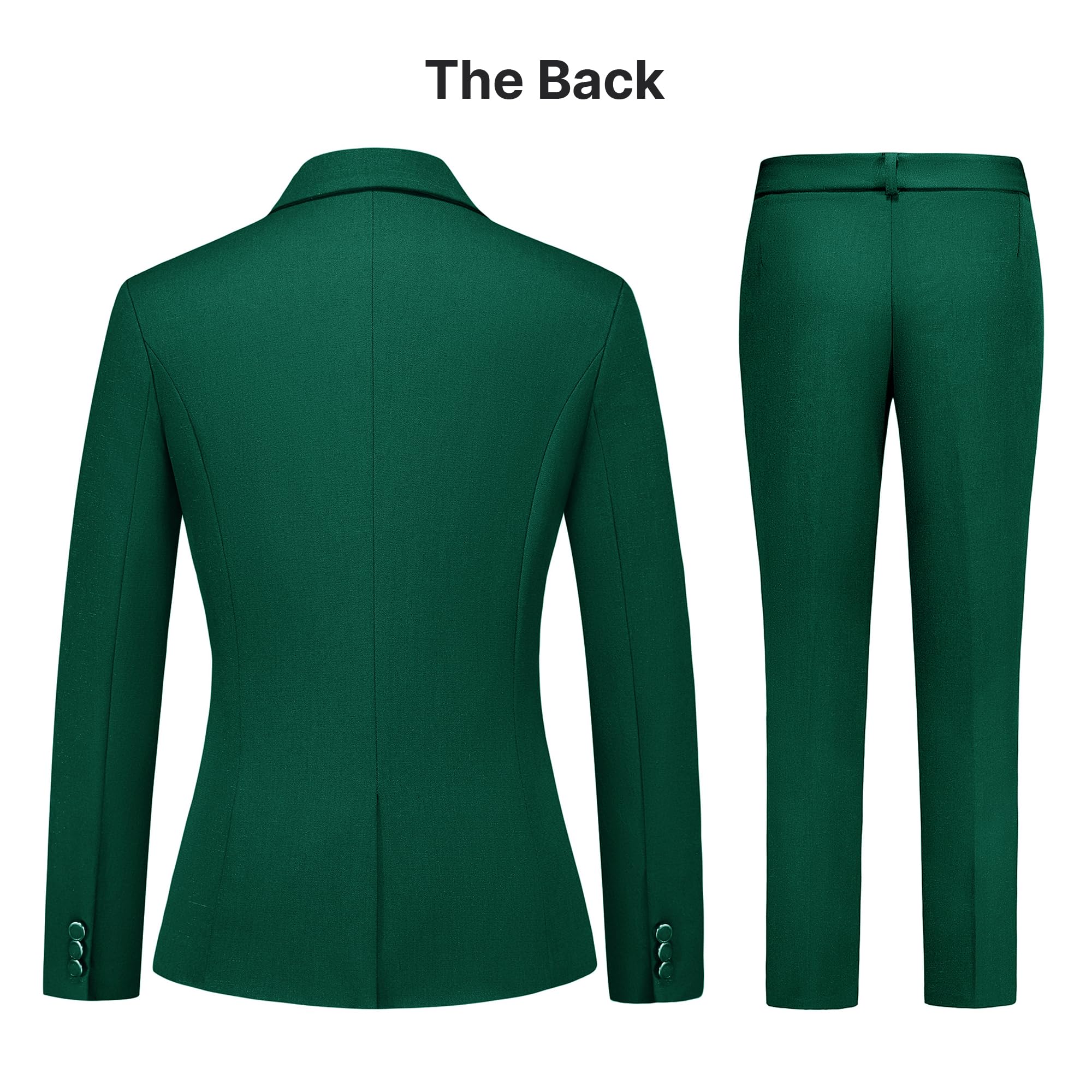 TRONSTORE Women's 2 Piece Outfits Business Formal Blazer Pant Suits for Women Solid Slightly Shiny - Image 5
