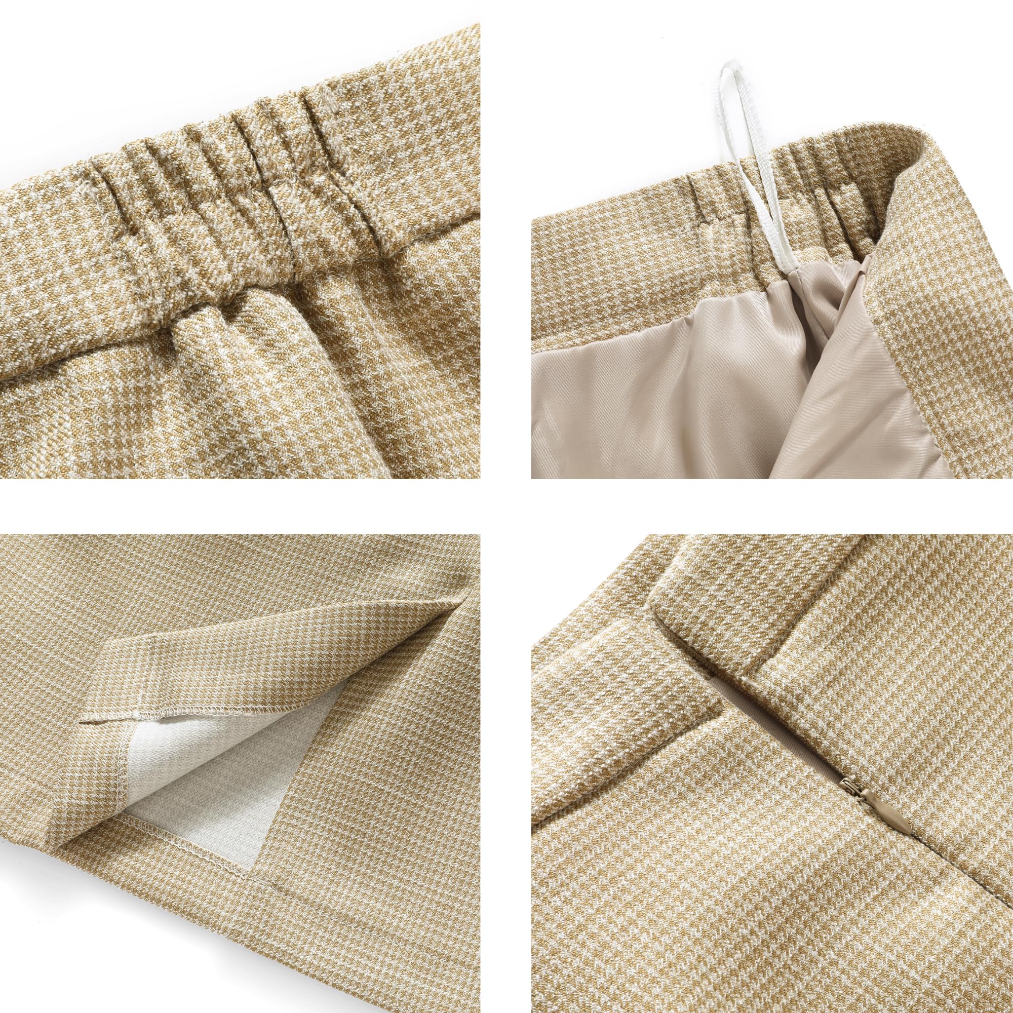 TRONSTORE Women's Business Skirt Suit 2 Piece Set Plaid Houndstooth Blazer Pencil Skirt for Women - Image 7