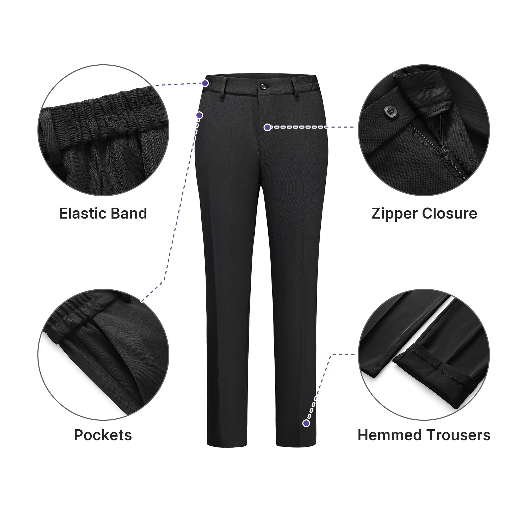 TRONSTORE Women's Business Solid Suit 2 Piece Slim Fit Classic Blazer Pants Set for Women Formal Office - Image 3