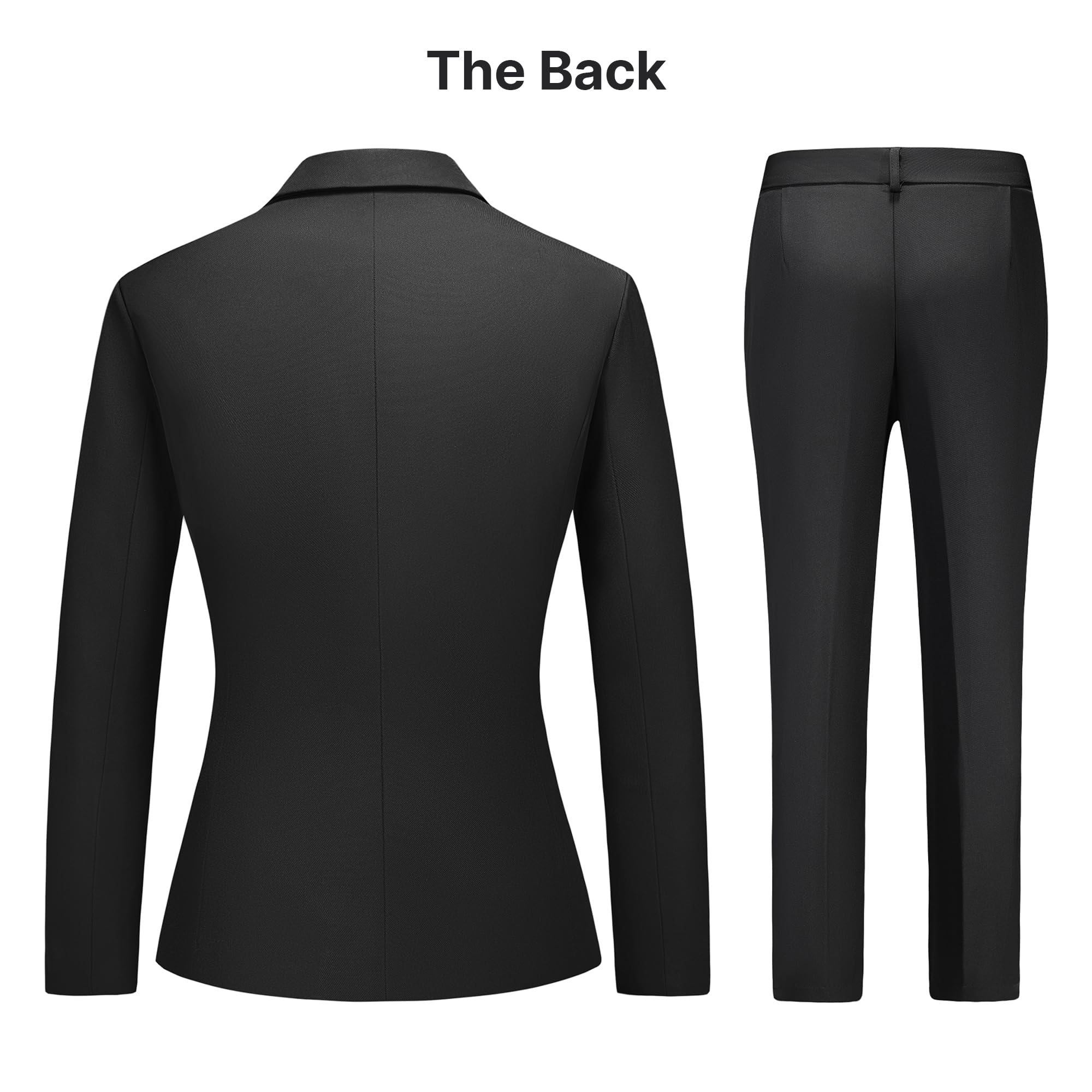 TRONSTORE Women's Business Solid Suit 2 Piece Slim Fit Classic Blazer Pants Set for Women Formal Office - Image 4