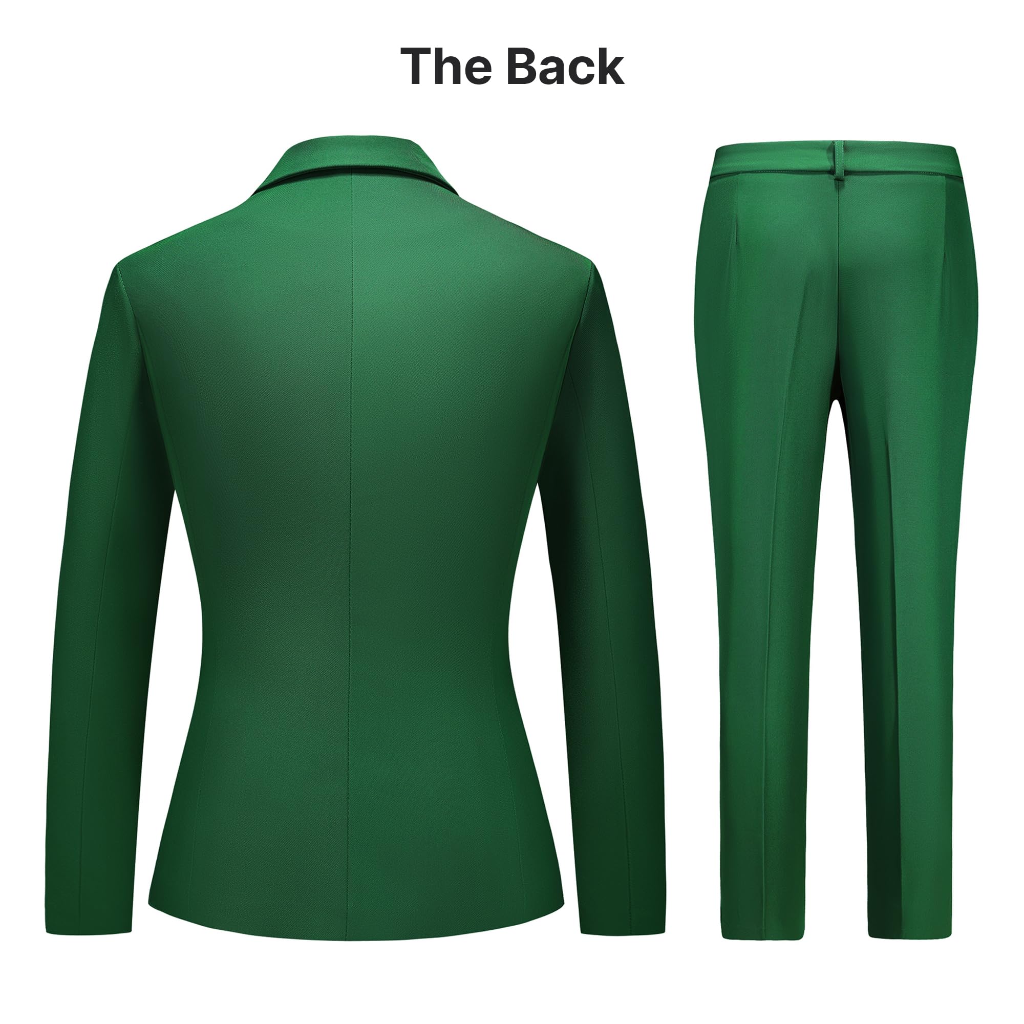 TRONSTORE Women's Business Solid Suit 2 Piece Slim Fit Classic Blazer Pants Set for Women Formal Office - Image 4