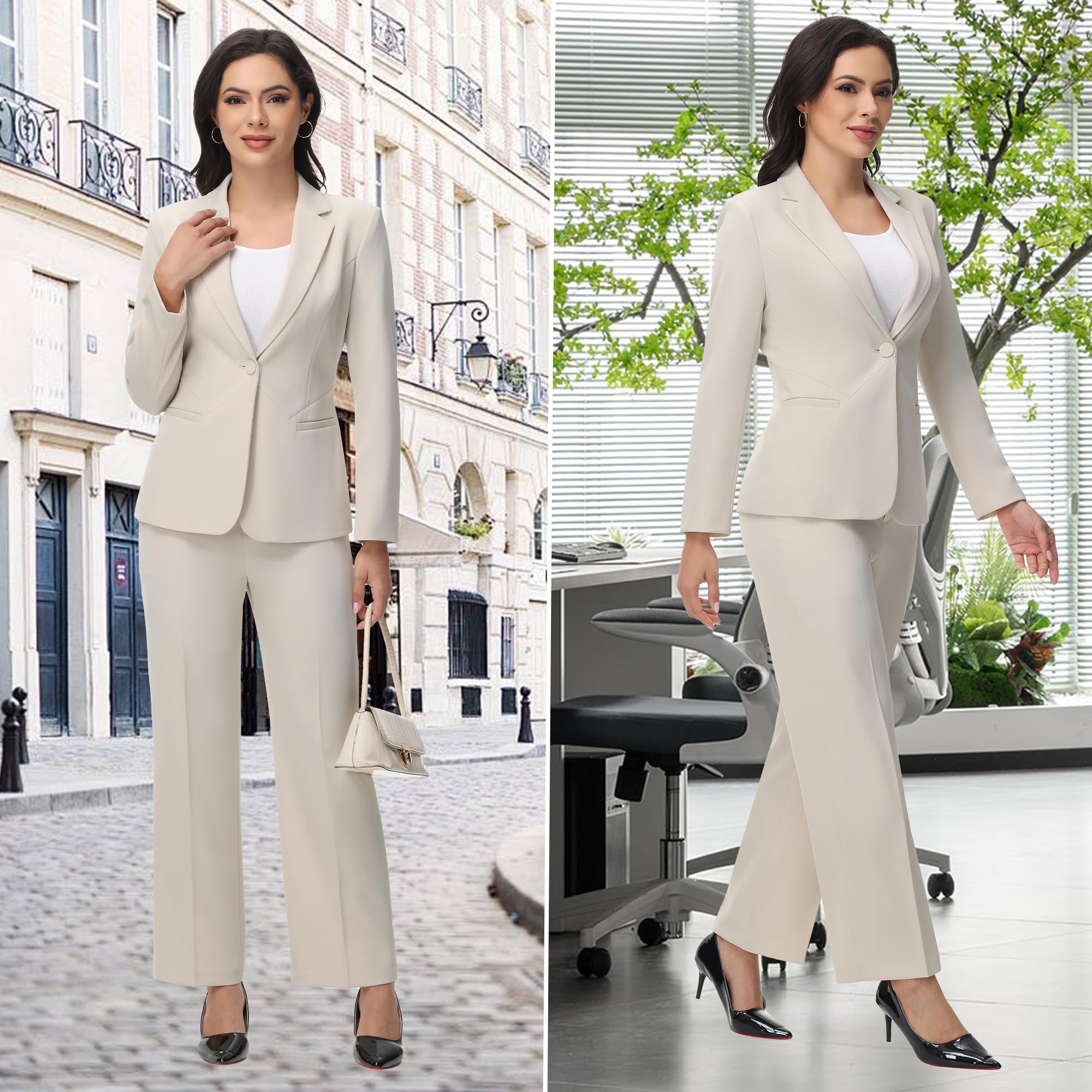 TRONSTORE Women's Business Suits for Work Professional 2 Piece Slim Fit Outfits Pants Suit for Women - Image 5