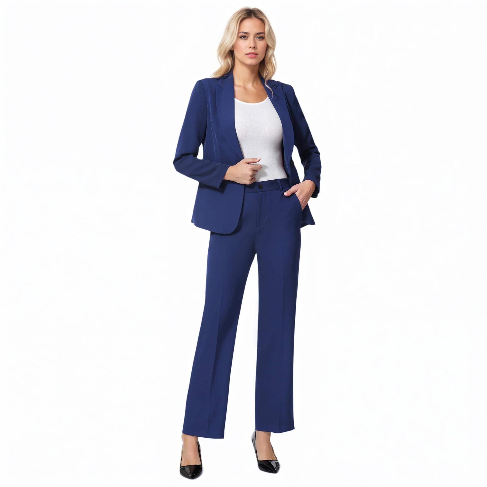 TRONSTORE Women's Business Suits for Work Professional 2 Piece Slim Fit Outfits Pants Suit for Women - Image 5