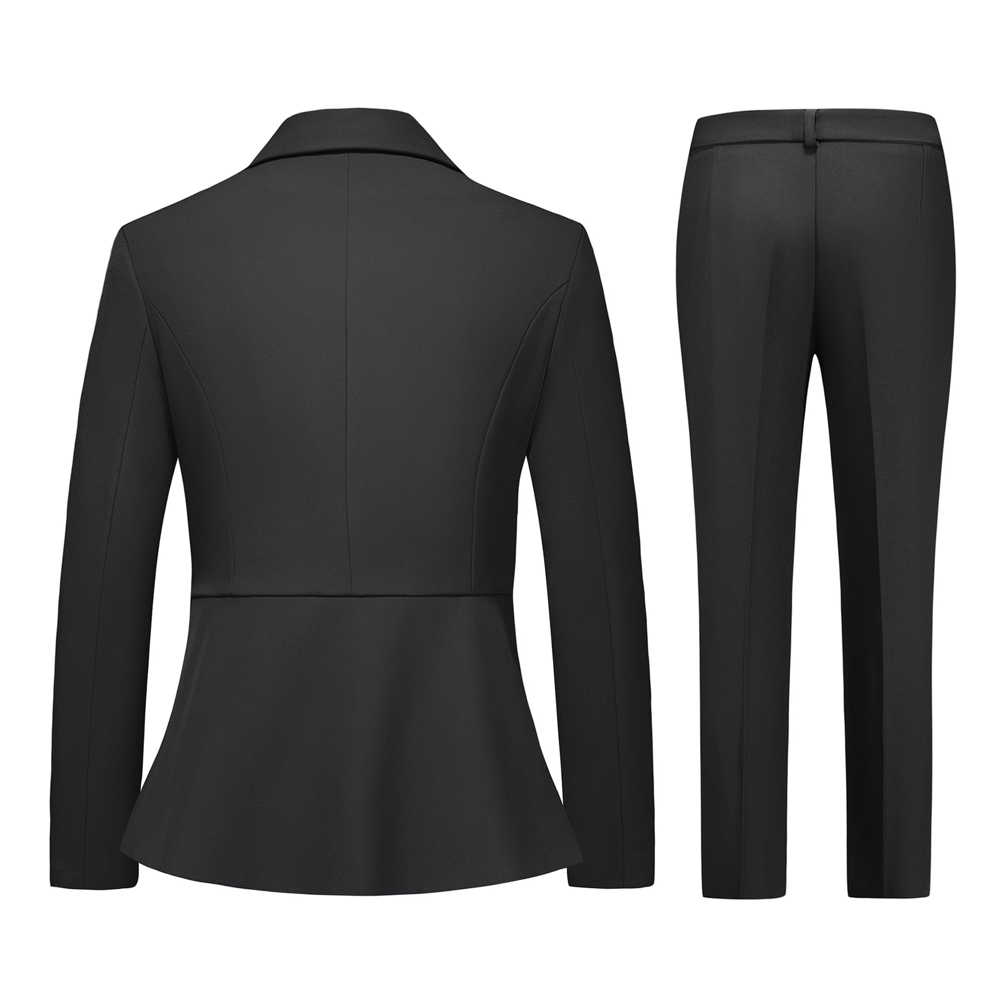 TRONSTORE Women's Pants Suit Solid Jacket 2 Piece Set Irregular Blazer Suit Business Casual - Image 4