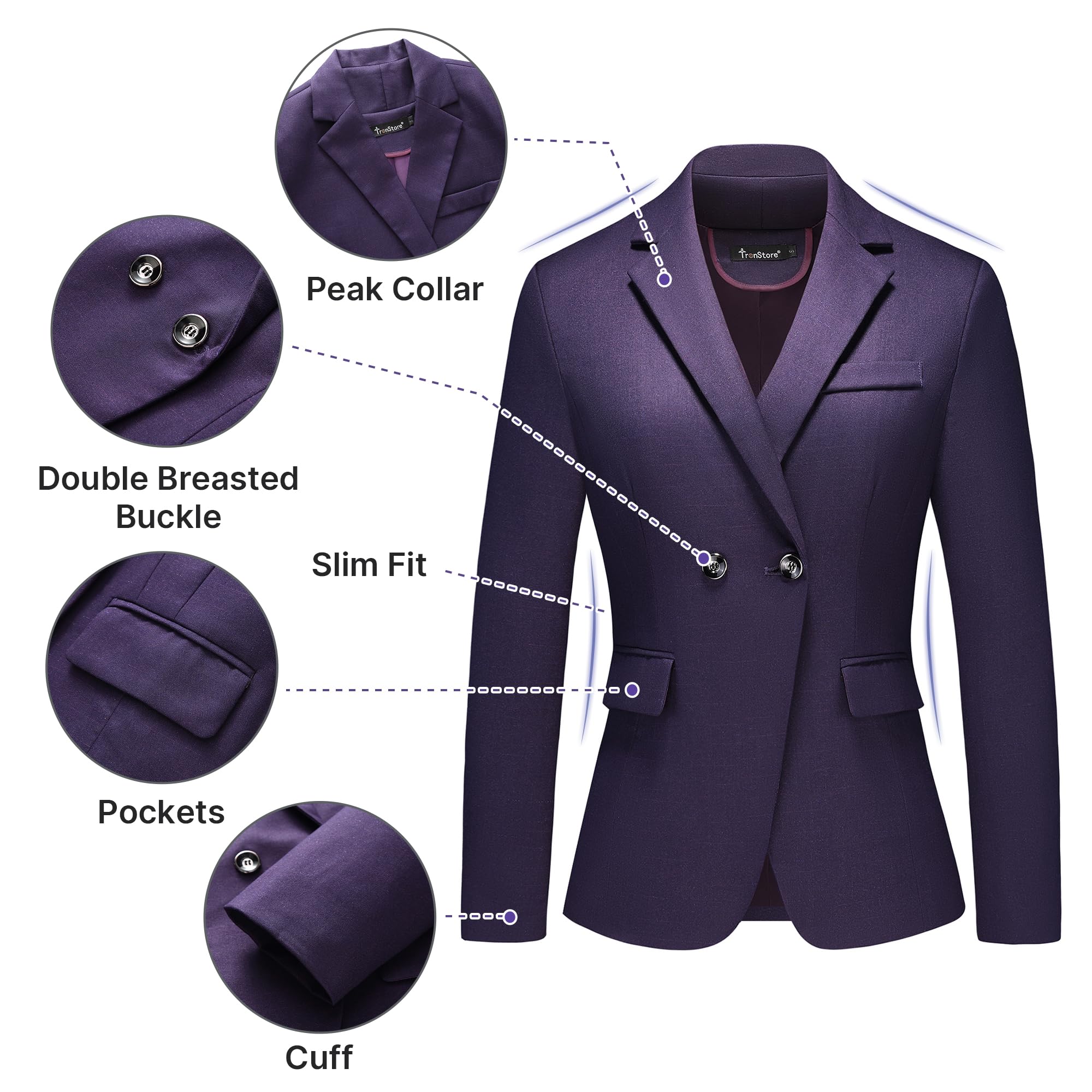 TRONSTORE Women's Plaid Suit 2 Piece Set Work Dresses Blazer Pants Suiting for Women Office Outfits - Image 4