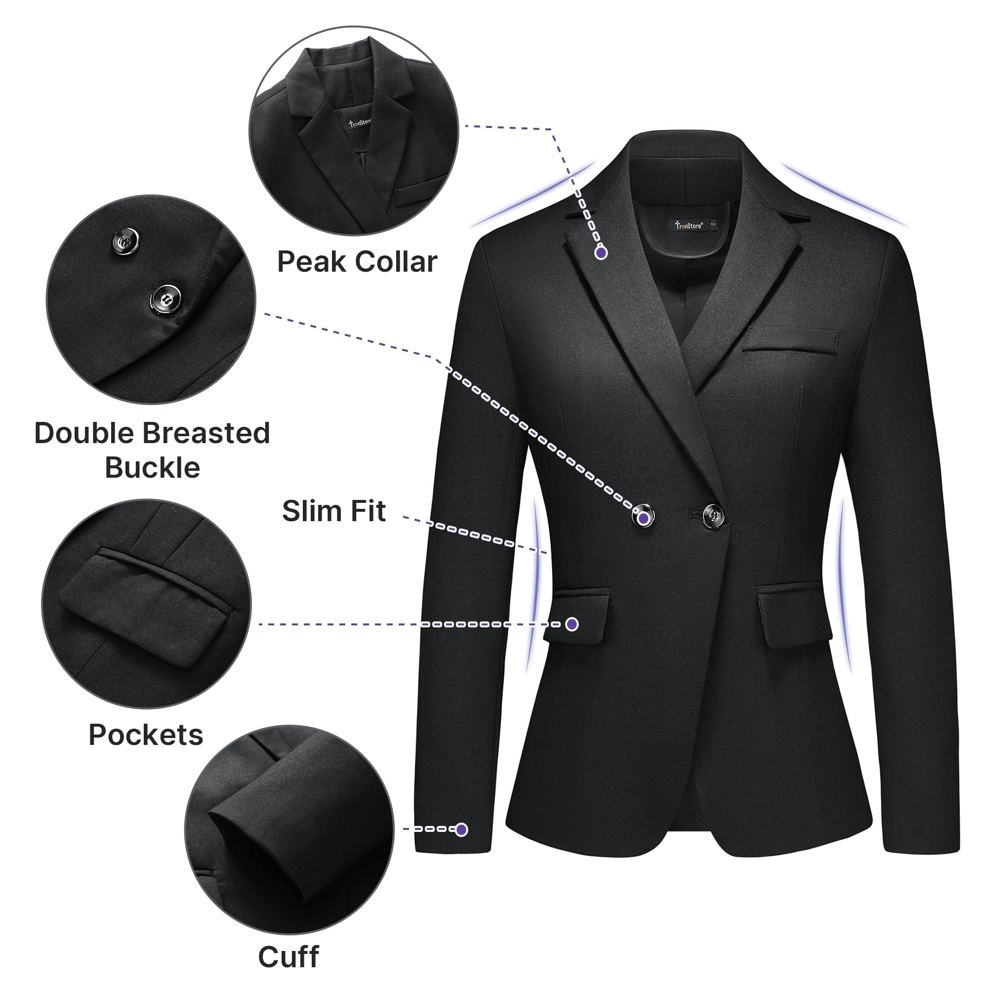 TRONSTORE Women's Plaid Suit 2 Piece Set Work Dresses Blazer Pants Suiting for Women Office Outfits - Image 4