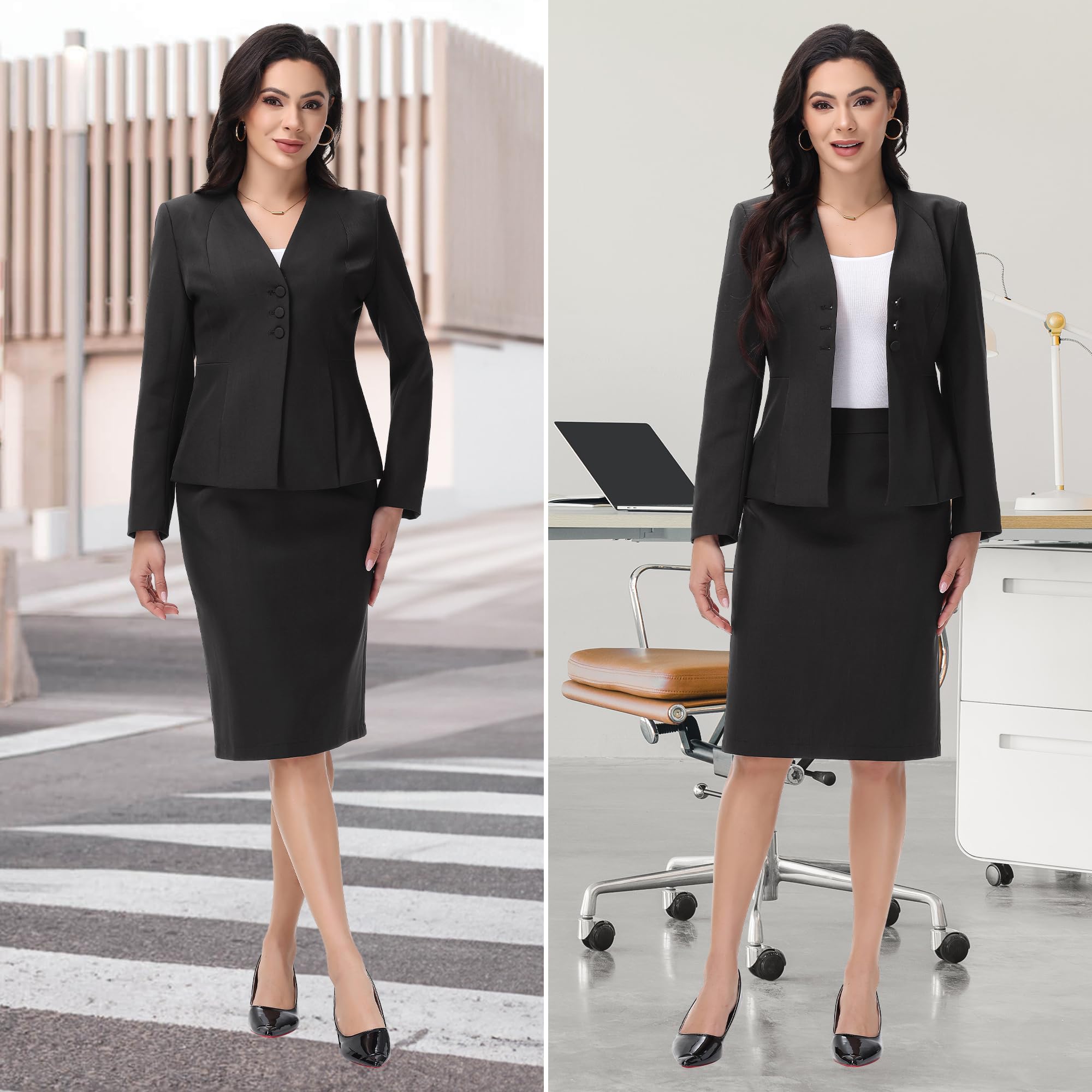 TRONSTORE Women's Skirt Suit 2 Piece Set Business Office Suits for Women Dressy Professional Outfits - Image 5