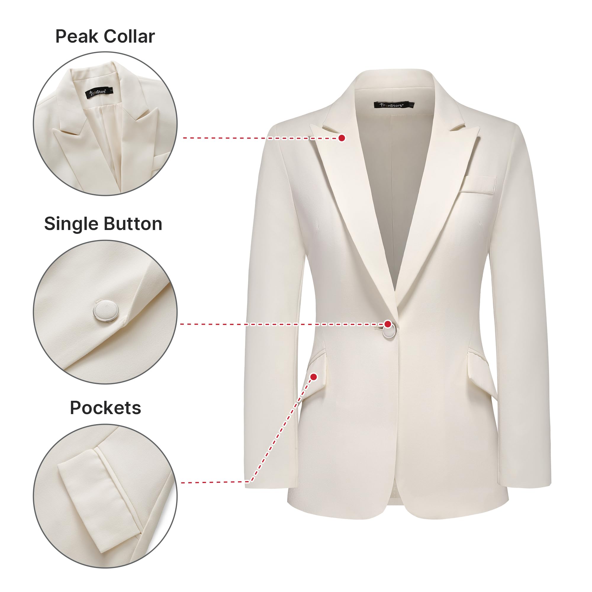 TRONSTORE Women's Suit 2 Piece Set Pinstripe Blazer and Bootcut Dressy Pants Set for Work Office Business Outfits - Image 3