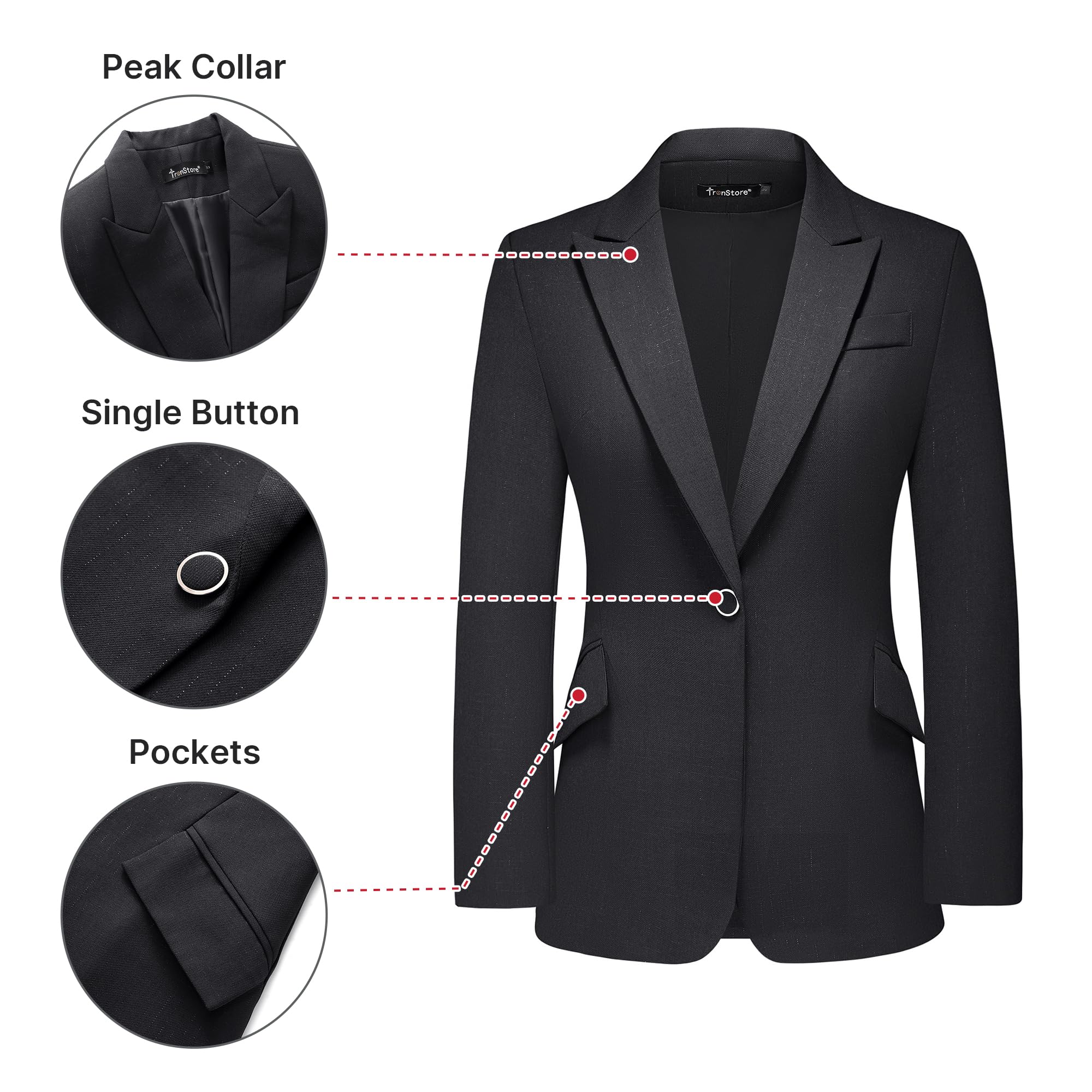 TRONSTORE Women's Suit 2 Piece Set Pinstripe Blazer and Bootcut Dressy Pants Set for Work Office Business Outfits - Image 3