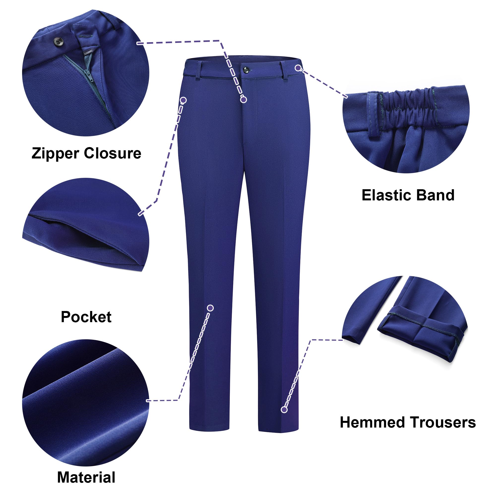 TRONSTORE Women's Suit Set One Button Notched Lapel Blazer & Elastic Waist Pants for Office Formal Business Professional Wear - Image 3