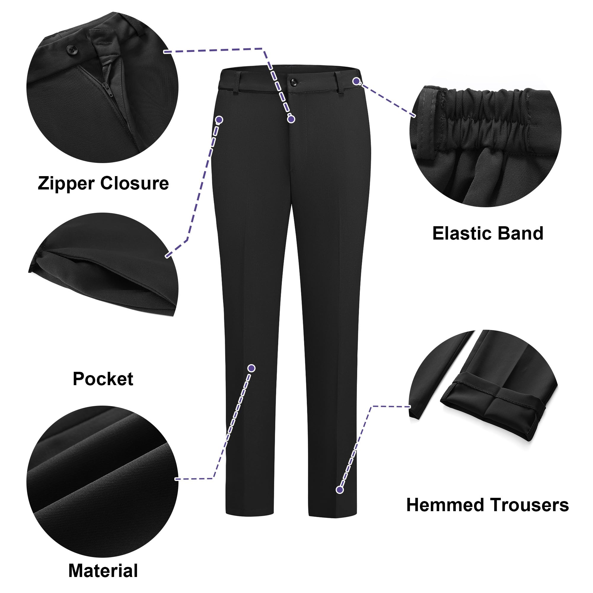 TRONSTORE Women's Suit Set One Button Notched Lapel Blazer & Elastic Waist Pants for Office Formal Business Professional Wear - Image 3