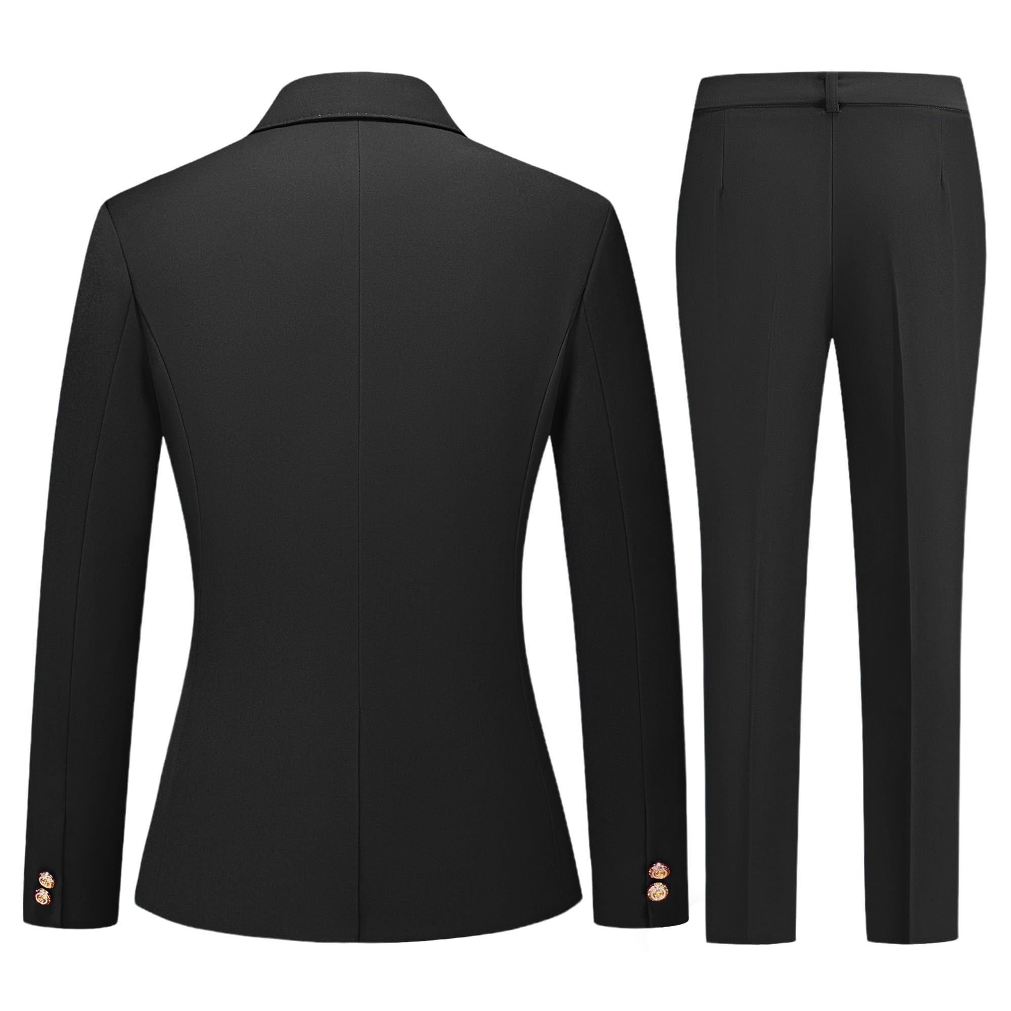 TRONSTORE Women's Suit Set One Button Notched Lapel Blazer & Elastic Waist Pants for Office Formal Business Professional Wear - Image 4