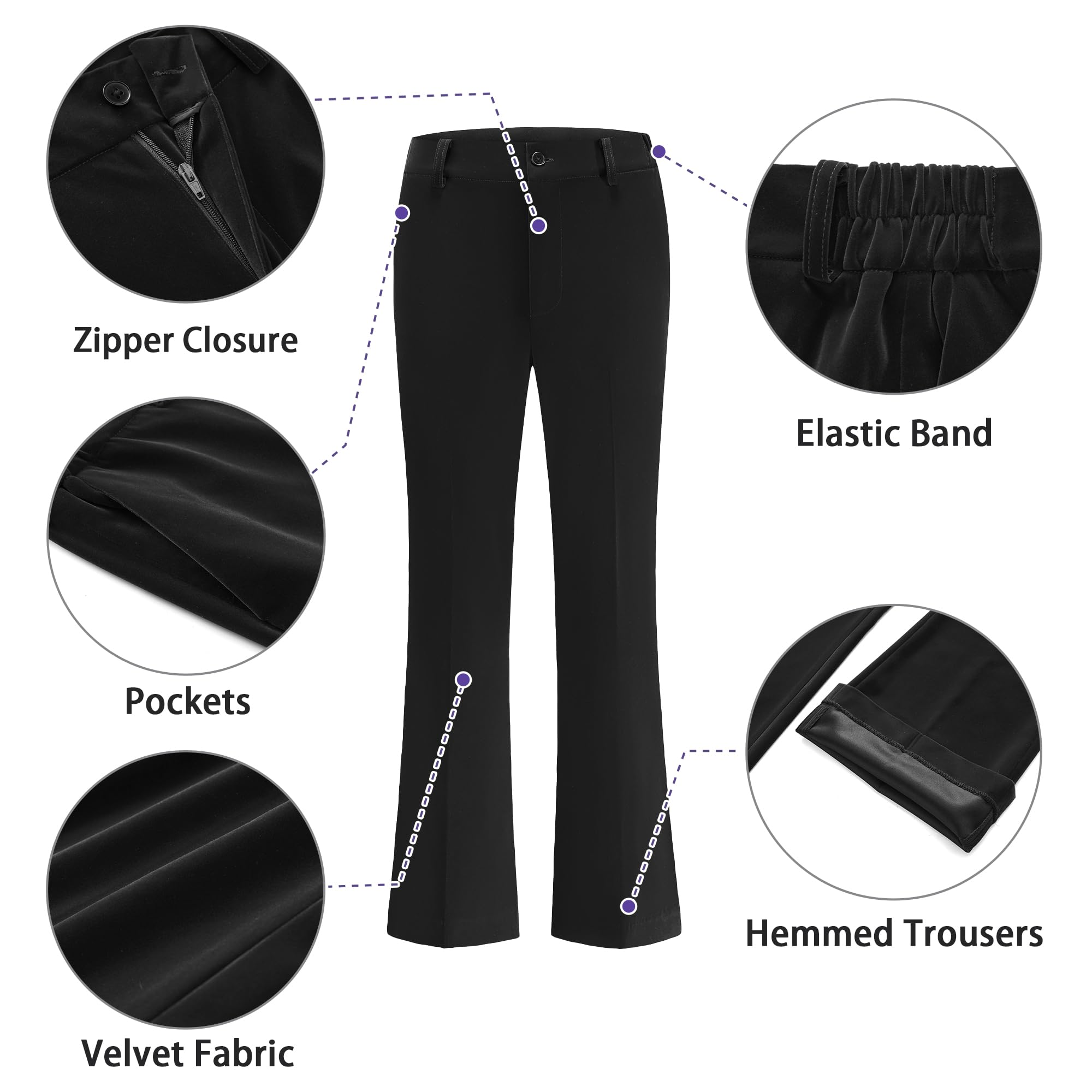TRONSTORE Women's Velvet Suit 2 Piece Set Satin Peaked Lapel Blazer Outfits for Women Wedding Party Business - Image 3