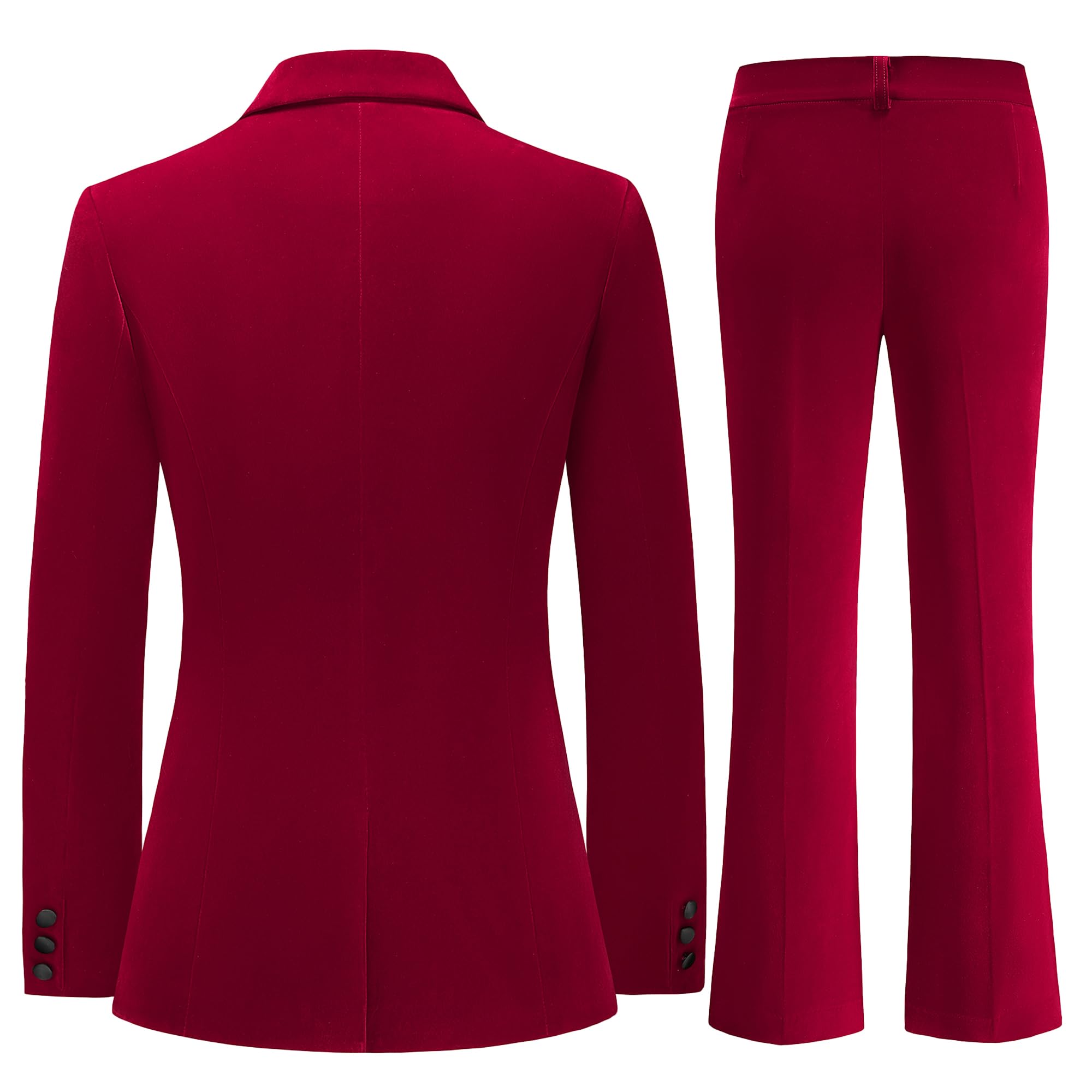 TRONSTORE Women's Velvet Suit 2 Piece Set Satin Peaked Lapel Blazer Outfits for Women Wedding Party Business - Image 4
