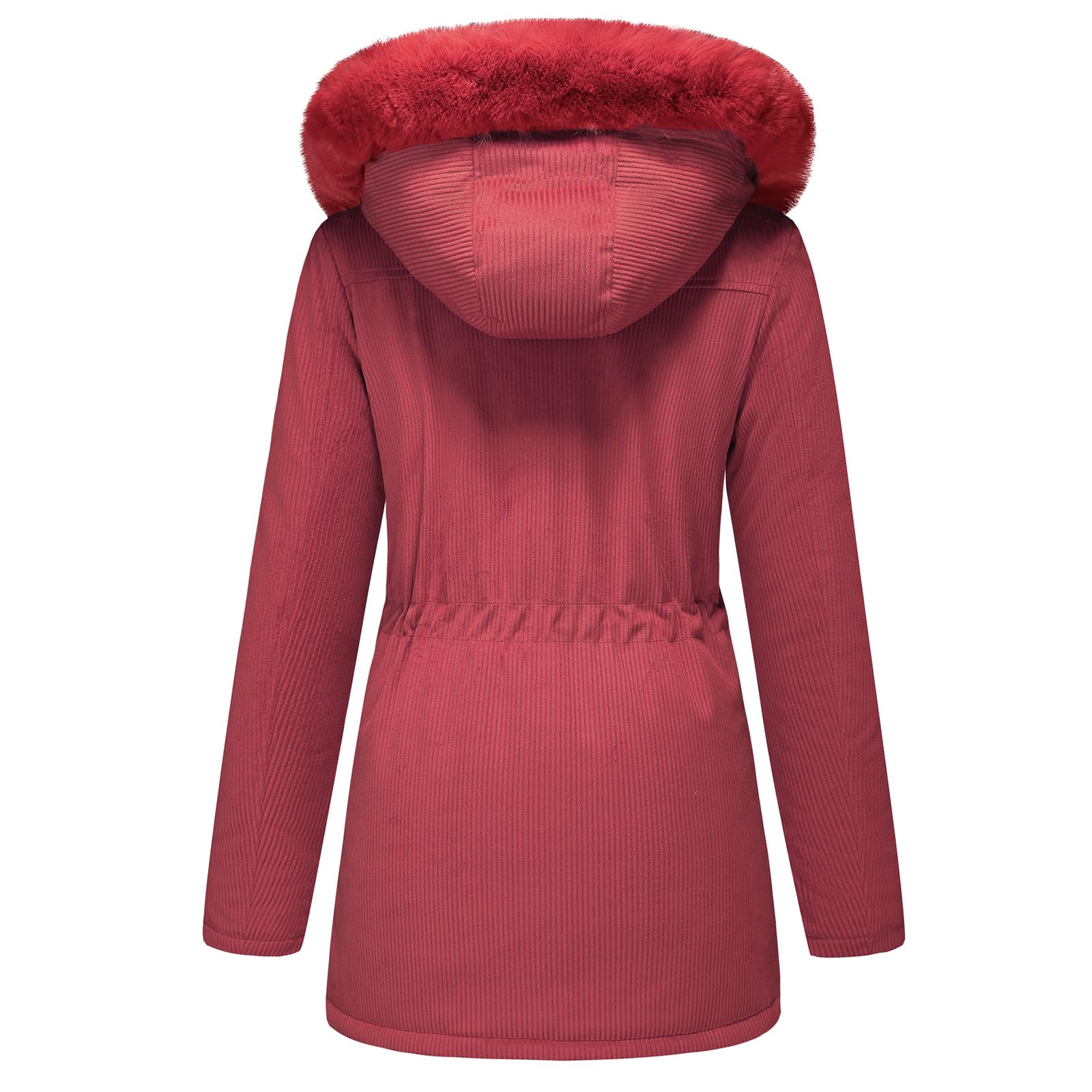 TRONSTORE Women's Winter Corduroy Coats Thicken Puffer Jackets with Detachable Hood Warm Parkas for Women - Image 5