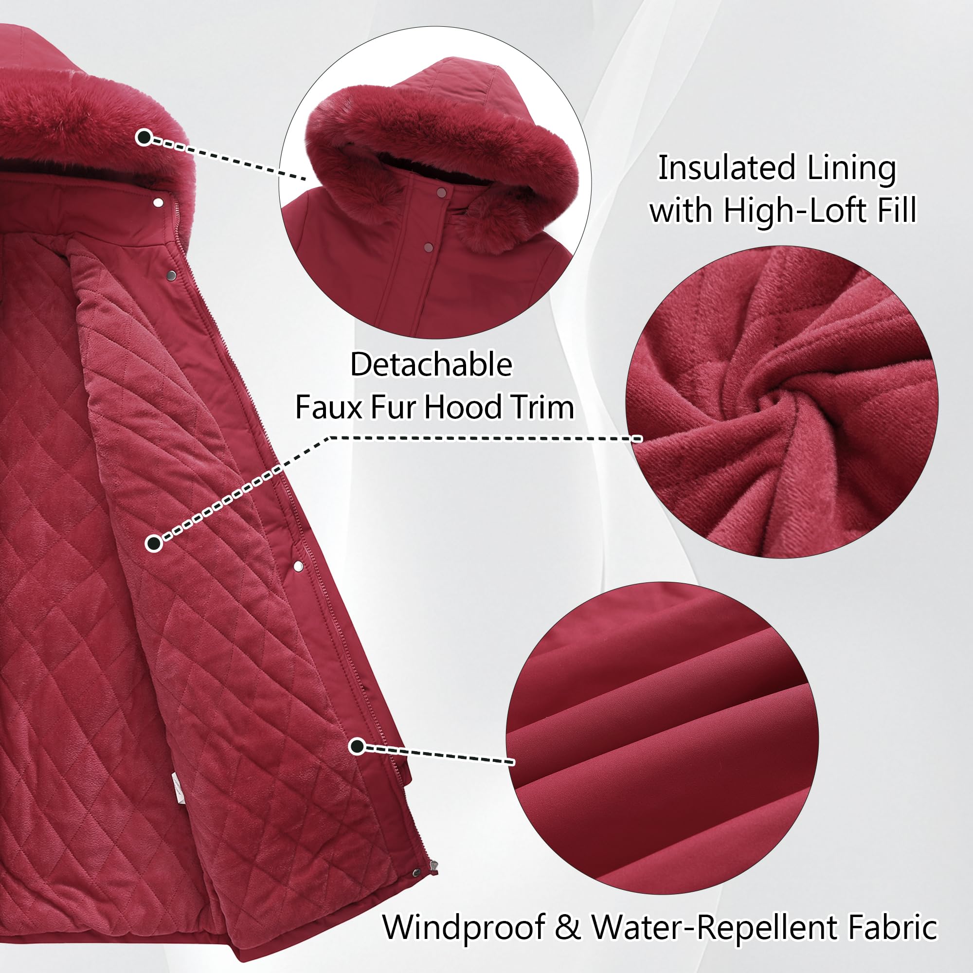 TRONSTORE Women's Winter Puffer Jacket Warm Thicken Parka for Women Waterproof Coat with Removable Faux Fur Hood - Image 4